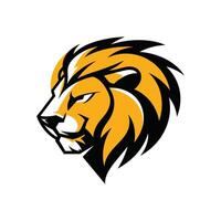 Yellow color lion head logo design vector