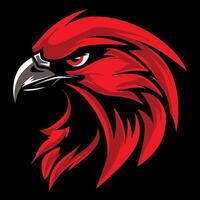 line art Head mascot angry eagle black background facing left vector
