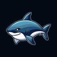 cute shark icon with blue background vector