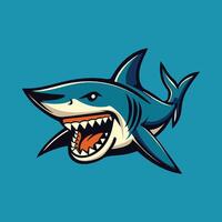 shark icon on a blue background vector