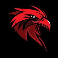 line art Head Mascot Angry Eagle black background vector