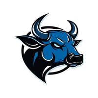 design of angry blue cow head on white background facing sideways vector