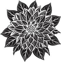 Dahlia flower coloring pages. Dahlia flowers outline isolated on white background vector