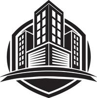 real estate building logo icon design. Black and White Illustration. vector