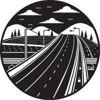 illustration of a highway in the middle of the night sky. vector