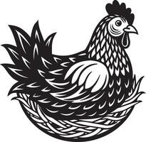 chicken in the nest on a white background. illustration. vector