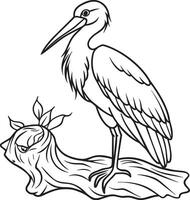 Stork - Black and White Cartoon Illustration vector