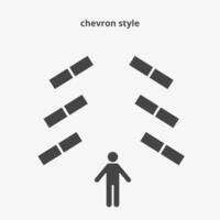 Chevron style of seating arrangements. Plan of seats in classroom or seminar. Scheme, blueprint, architectural plan. illustration vector