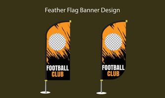 Football Club advertising feather flag design. Fully editable template design vector