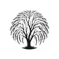 tranquilo tributo sauce árbol símbolo firmar concepto para naturaleza conservación vector