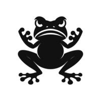 enojado abarrotado rana icono silueta logo ilustración aislado en blanco vector