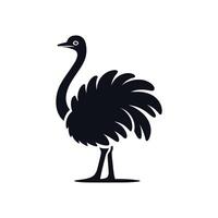 Ostrich silhouette illustration isolated on a white background. vector