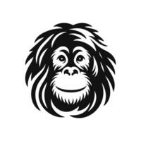 Orangutan face head logo design silhouette icon vector