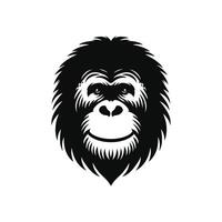 Orangutan face head logo design silhouette icon vector