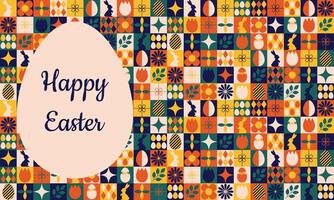 Happy Easter modern colorful mosaic background with geometric shapes. illustration vector