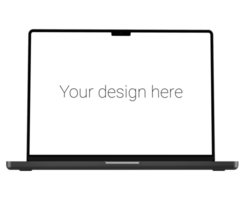 Front view mockup of gray laptop without background psd