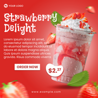 Strawberry Ice Delight For Social Media Post Template psd