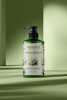 Elegant display of shampoo bottle mockup with label in a room psd