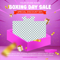 Hand drawn flat boxing day sale 3D illustration psd