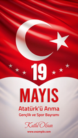 un rojo y blanco Turquía bandera con un blanco estrella y un rojo creciente Luna psd