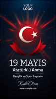 un póster para el Diecinueveavo de mayo, cuales es un fiesta en Turquía psd