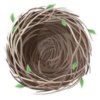 Empty bird s nest on a white background. Spring illustration for decor, design. Spring time vector