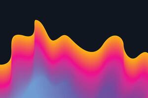 Ripple-like waves with a bright, holographic gradient glow softly against a dark, smooth backdrop for a bold, abstract effect vector