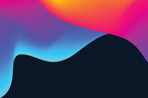 Soft neon lights and holographic colors flow in a wavy gradient, illuminating the dark, abstract background with vibrant energy vector