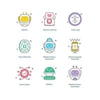 Artificial Intelligence Fundamentals Elements of AI Illustrtaion Icon Design Set vector