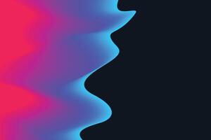 A vivid, fluid wave with a holographic glow, creating a soft, iridescent light effect on a sleek black backdrop vector