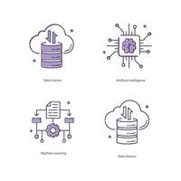 artificial inteligencia, ai, máquina aprendiendo, ml, datos Ciencias ilustracion icono diseños vector