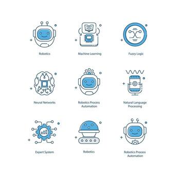 Artificial Intelligence Fundamentals Elements of AI Illustrtaion Icon Design Set vector