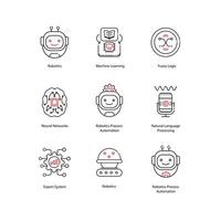 Artificial Intelligence Fundamentals Elements of AI Illustrtaion Icon Design Set vector