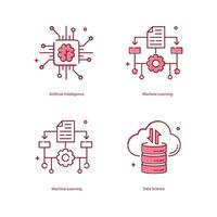 Artificial Intelligence, AI, Machine Learning, ML, Data Science Illustrtaion Icon Designs vector