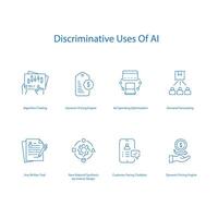 Discriminative Uses of Ai, AI Ethics, Fair AI Practices, Icon Set vector