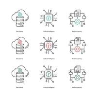 Artificial Intelligence, AI, Machine Learning, ML, Data Science Illustrtaion Icon Designs vector