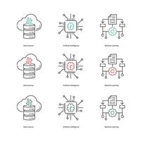 artificial inteligencia, ai, máquina aprendiendo, ml, datos Ciencias ilustracion icono diseños vector