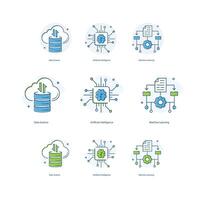 Artificial Intelligence, AI, Machine Learning, ML, Data Science Illustrtaion Icon Designs vector