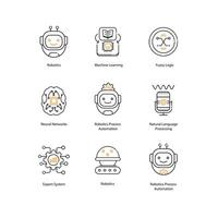 artificial inteligencia fundamentos elementos de ai ilustracion icono diseño conjunto vector