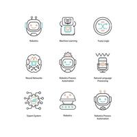 Artificial Intelligence Fundamentals Elements of AI Illustrtaion Icon Design Set vector