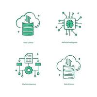 Artificial Intelligence, AI, Machine Learning, ML, Data Science Illustrtaion Icon Designs vector