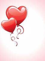 Set of realistic red heart shaped balloons vector