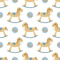 A simple seamless seamless pattern in a flat style. Rocking horse. For decoration of children's room, textiles, wrapping paper, wallpaper. vector