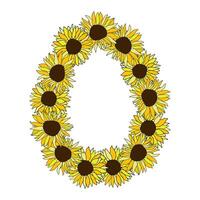 Sunflower head flower wreath vector