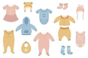 A set of clothes for babies. Fashionable clothes for girls and boys. vector