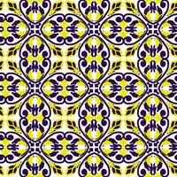 A pattern of yellow and blue ornament with a white background. The flowers are arranged in a way that creates a sense of movement and energy. The colors are bright and cheerful vector