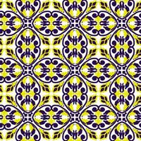 A pattern of yellow and blue ornament with a white background. The flowers are arranged in a way that creates a sense of movement and energy. The colors are bright and cheerful vector