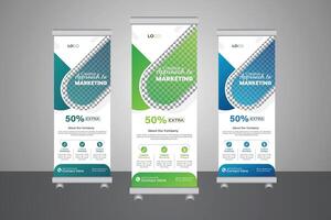 Creative x-banner template for exhibition ads, Business roll-up banner design vector