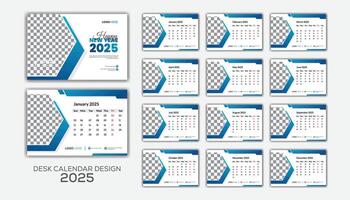 Modern and inventive desk calendar template for 2025 vector