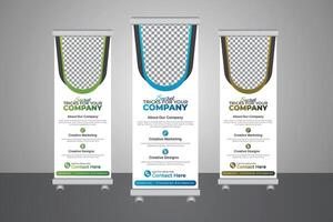 Roll up ads banner corporate roll-up advertisements template vector